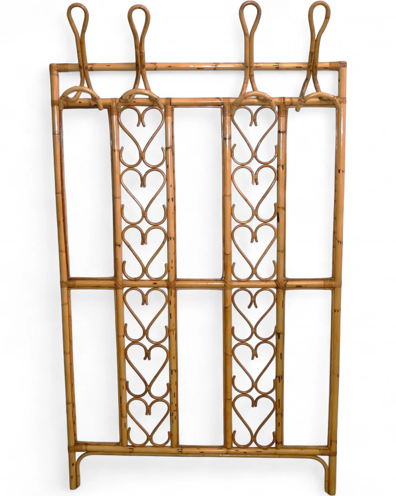 Bamboo and Wicker Wall Coat Rack, 70s 17