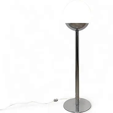 Lampada da terra cromata con globo vetro, Itallia anni '70