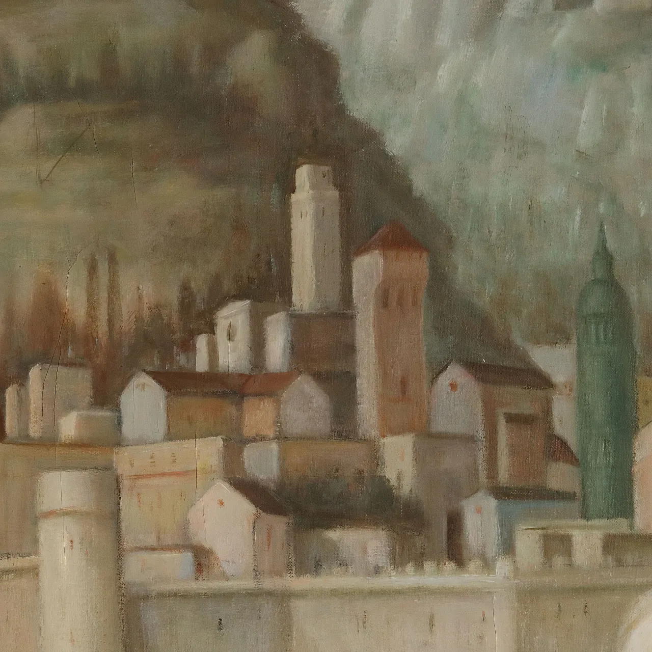 Idyllic Landscape with Figures, oil on canvas, mid-20th century 8