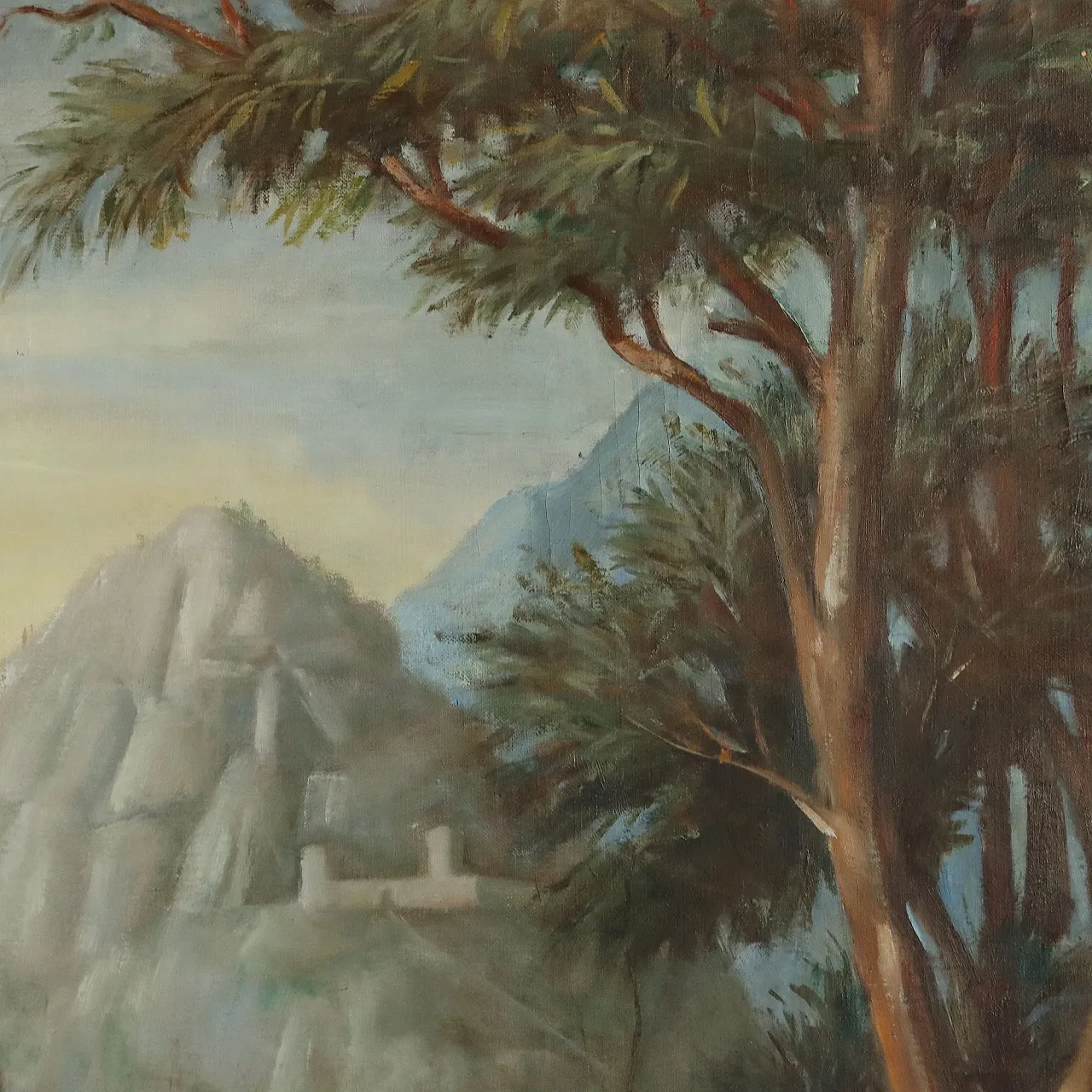 Idyllic Landscape with Figures, oil on canvas, mid-20th century 10