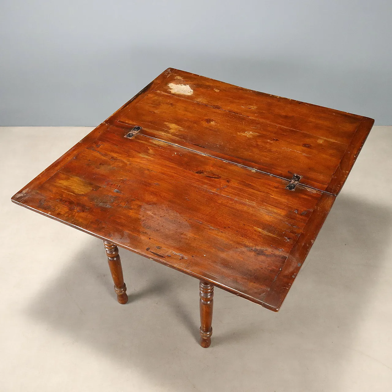 Tavolo a libro in noce con gambe tornite, '800 8