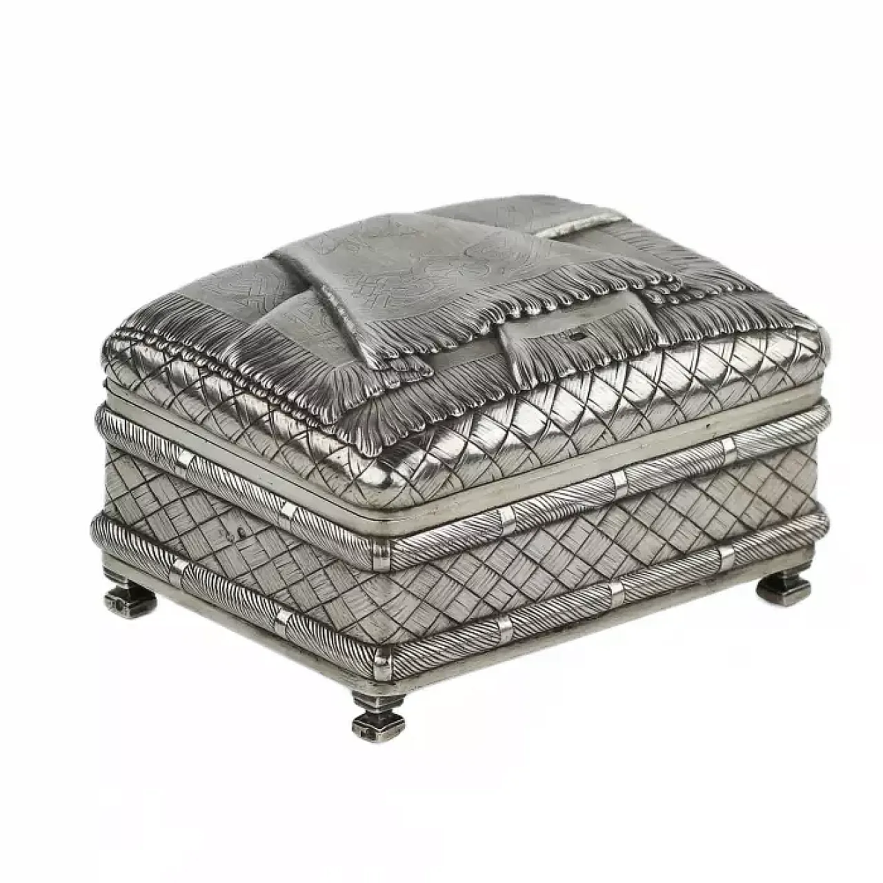 Silver trompe-l’œil casket of rectangular form, late 19th century 1