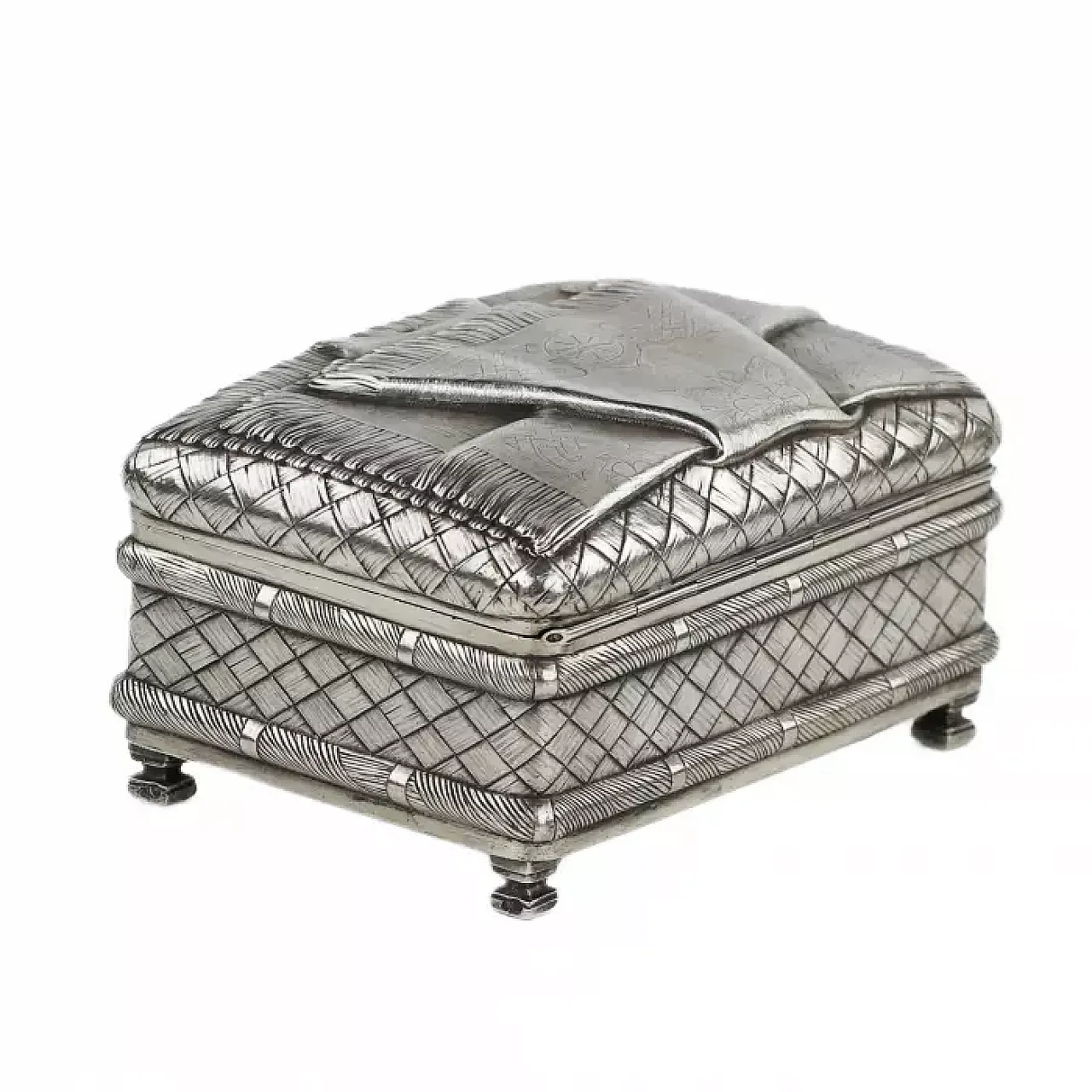 Silver trompe-l’œil casket of rectangular form, late 19th century 11