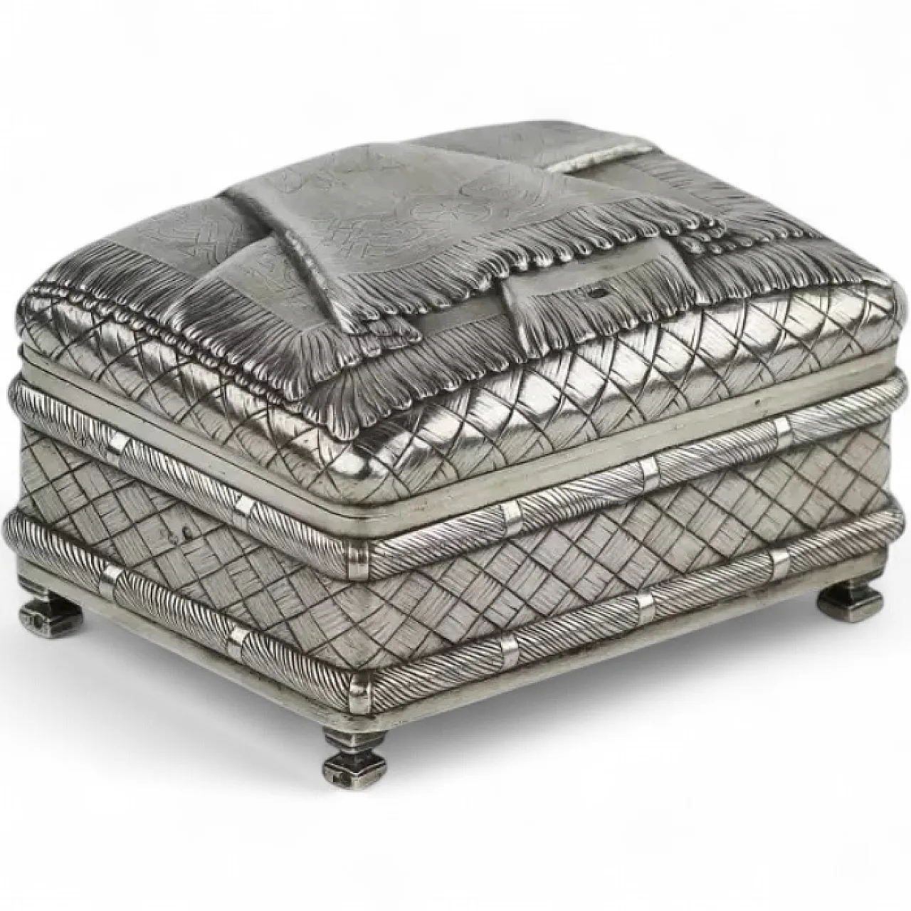 Silver trompe-l’œil casket of rectangular form, late 19th century 12