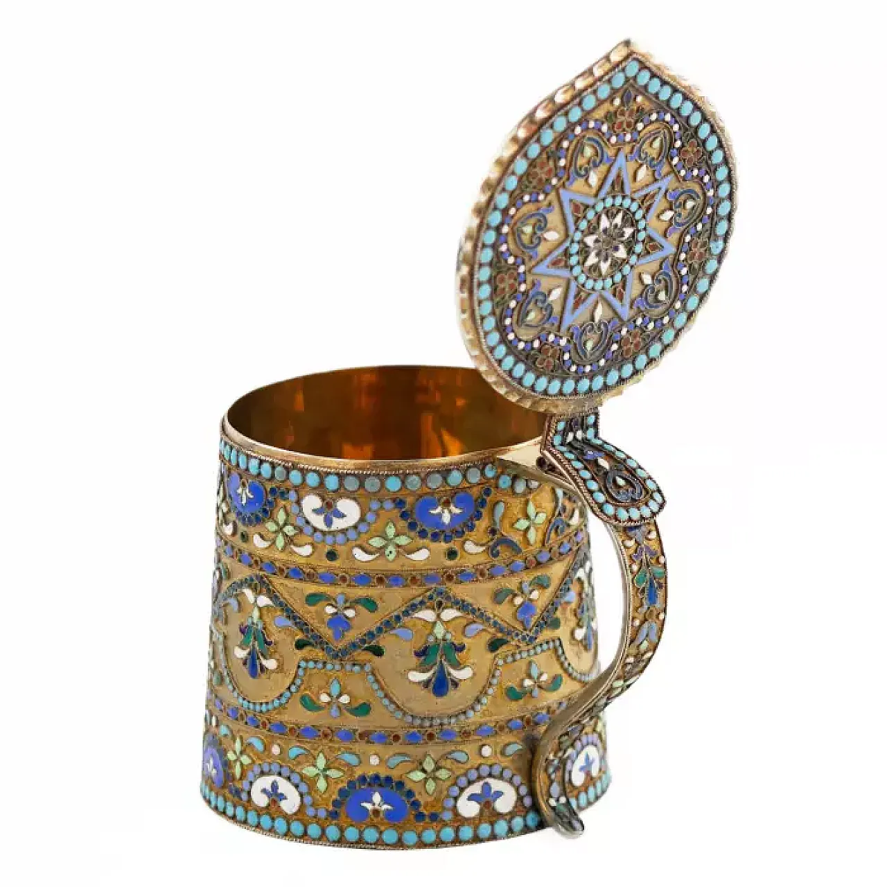 Silver tankard with hinged lid, early 20th century 6