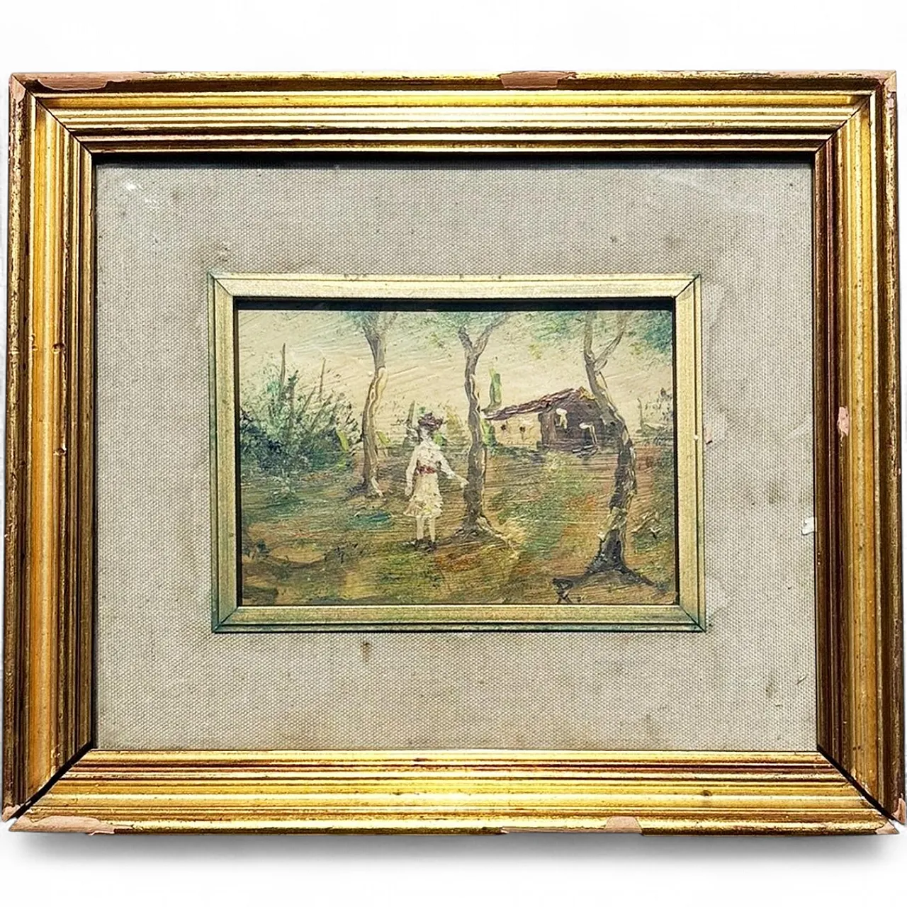Dipinto di donna in un paesaggio, primo '900 13