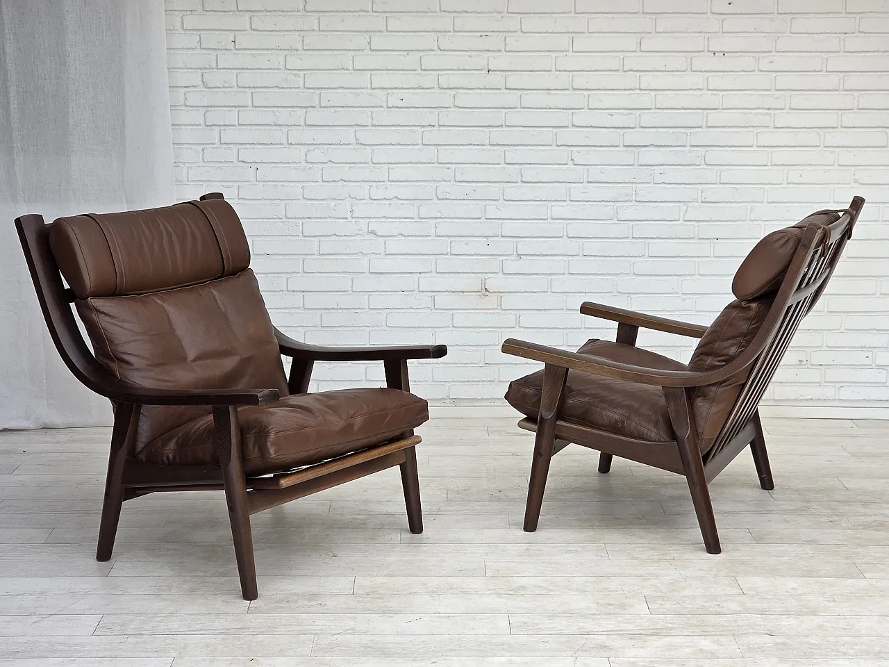 1970s, Danish design by H.J.Wegner, highback armchair, model GE530. 4