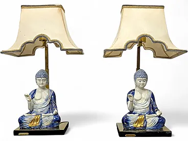 Scultura Viva porcelain Buddha Lamps by Edoardo Tasca, 1970s