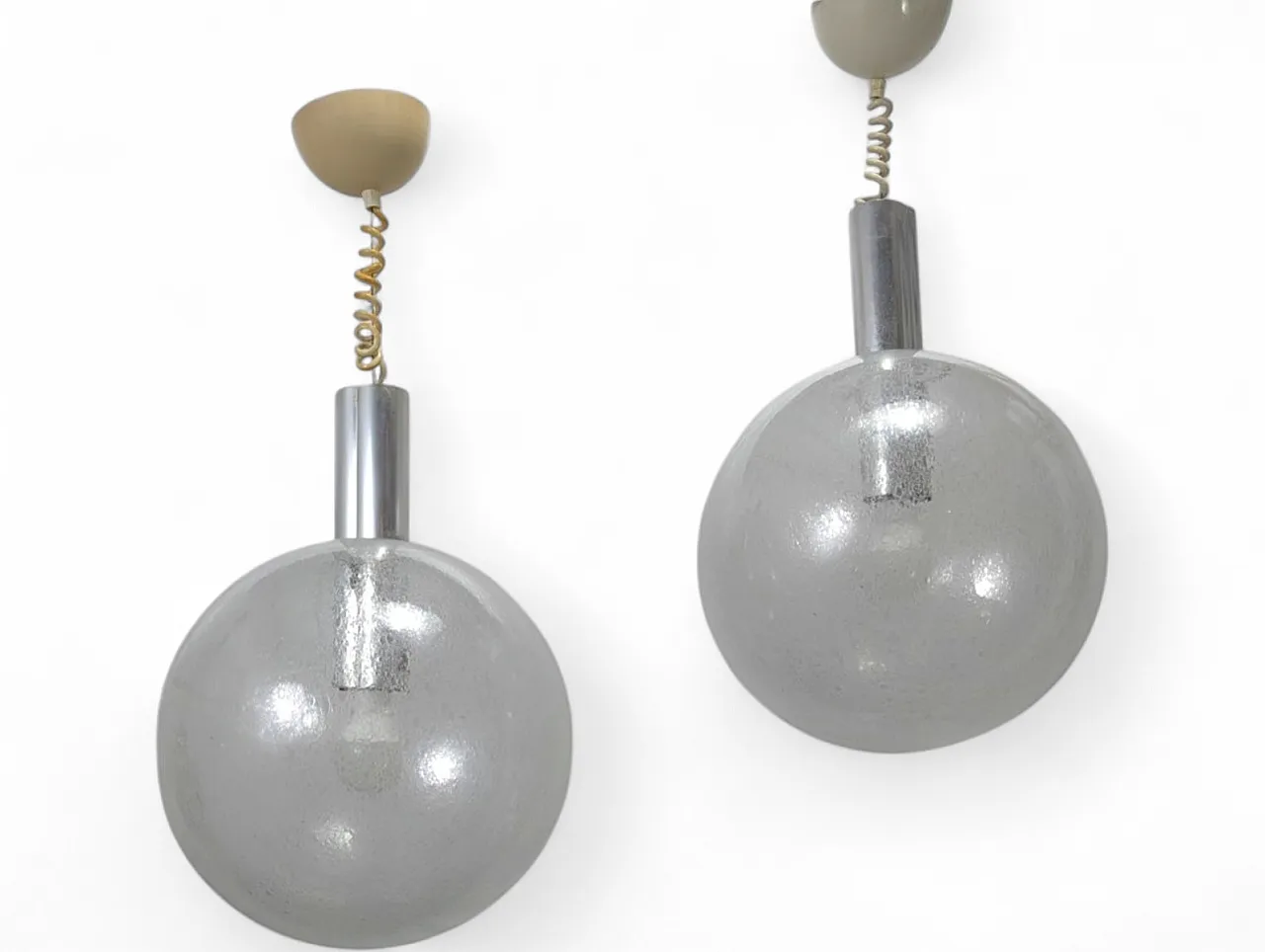 Pair of Space Age pendant lamps by Flos, 1970s 12