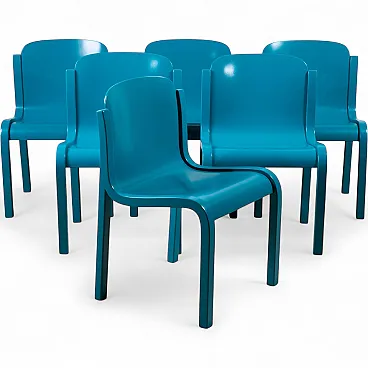 6 Mito chairs by Carlo Bartoli for Tisettanta, 1960s