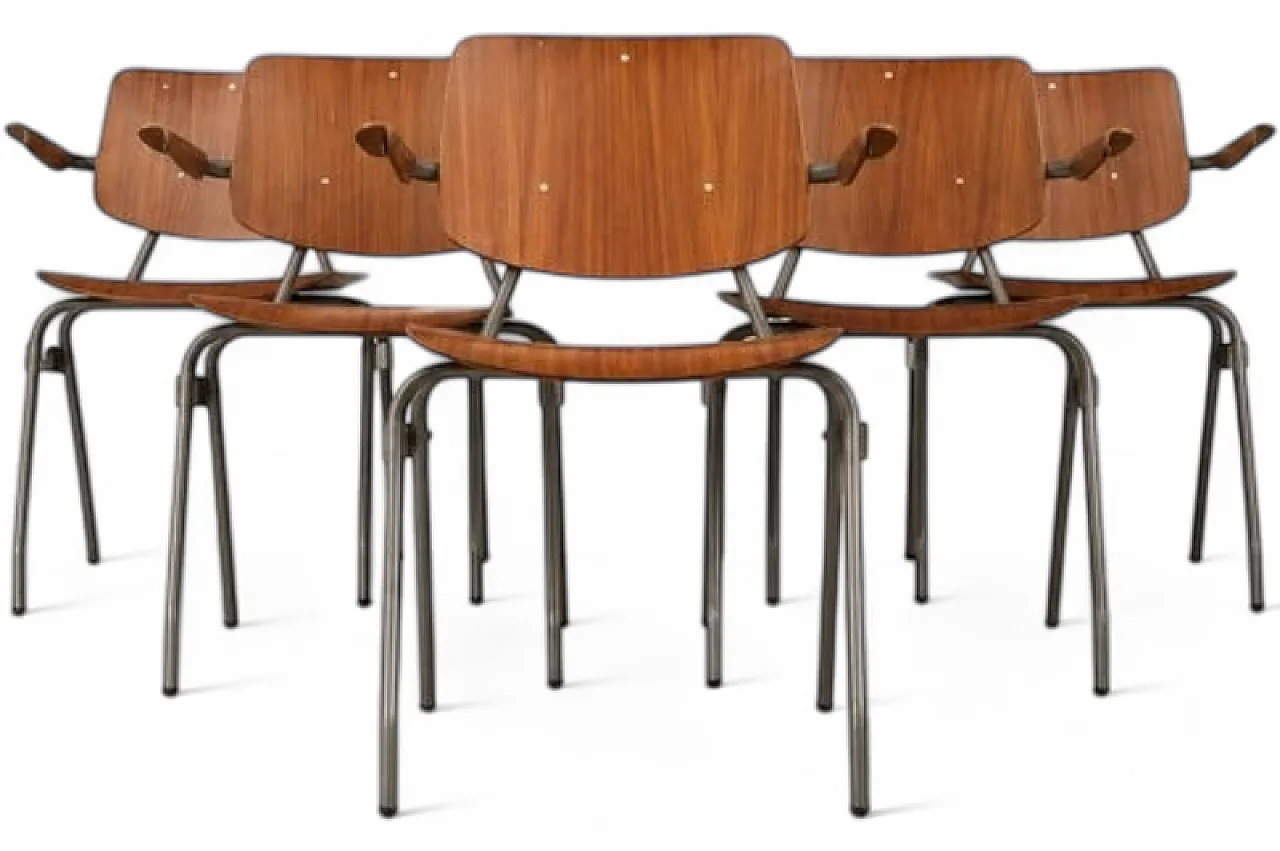 6 Stacking chairs by Kho Liang Le for Car Catwijk, 20th century 10