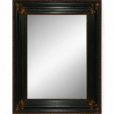 Ebonized wood wall mirror with gilded details, 2000s