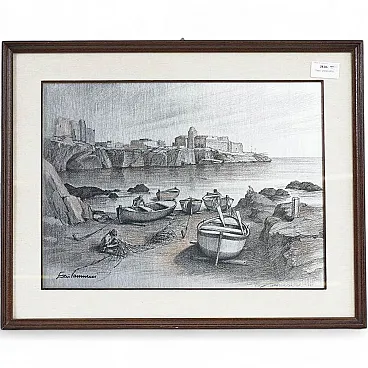 Ezio Vannucci, Landscape, lithograph, 20th century