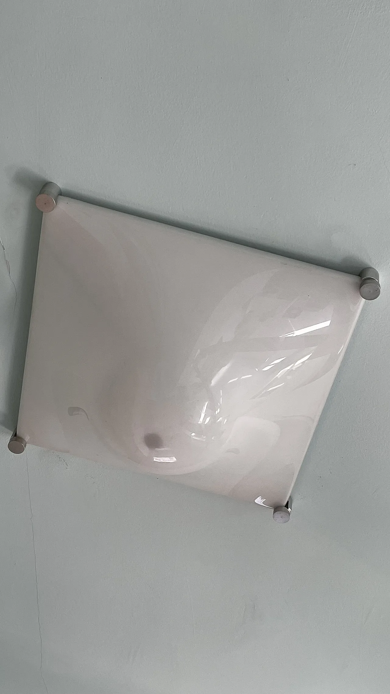 Ceiling lamp in white methacrylate by Elio Martinelli for Martinelli, 1970s 3