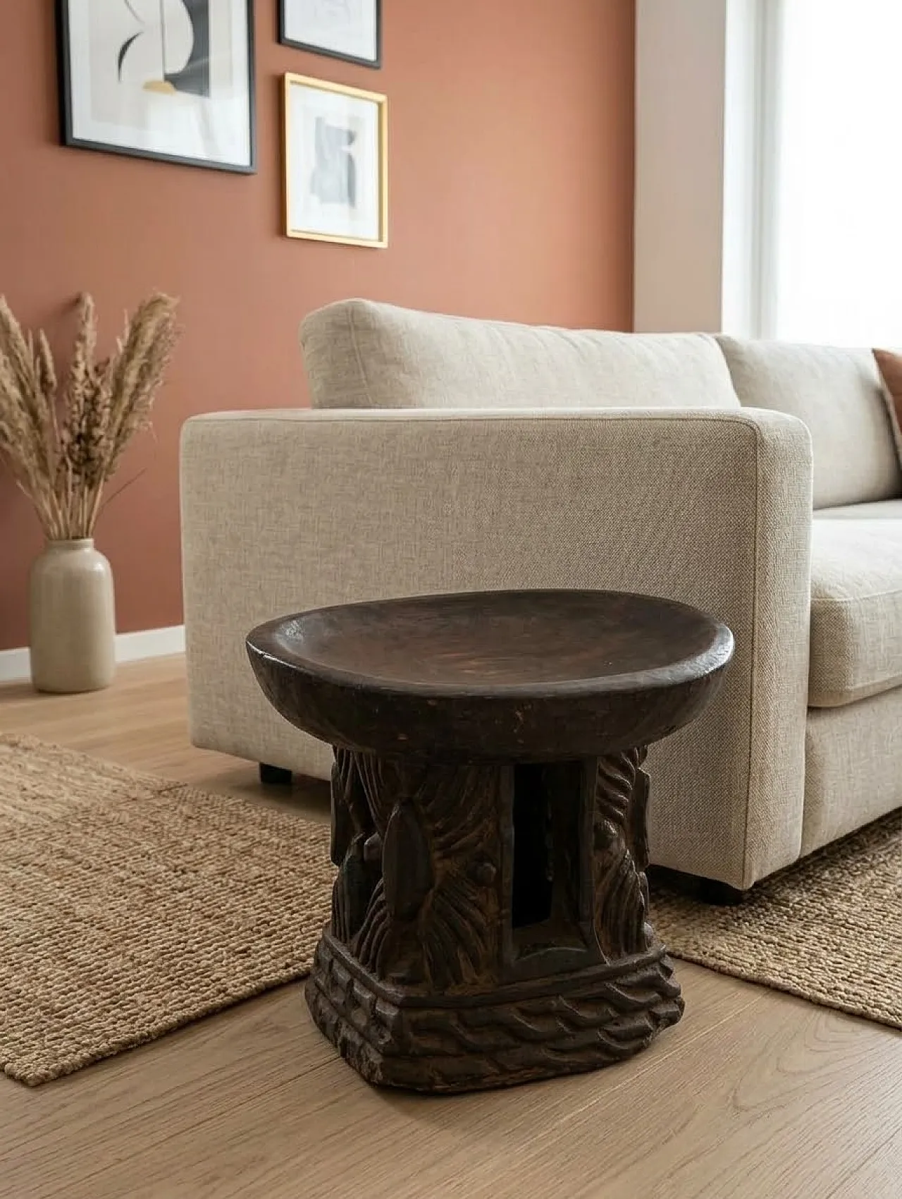 Carved wood coffee table, 1970s 2