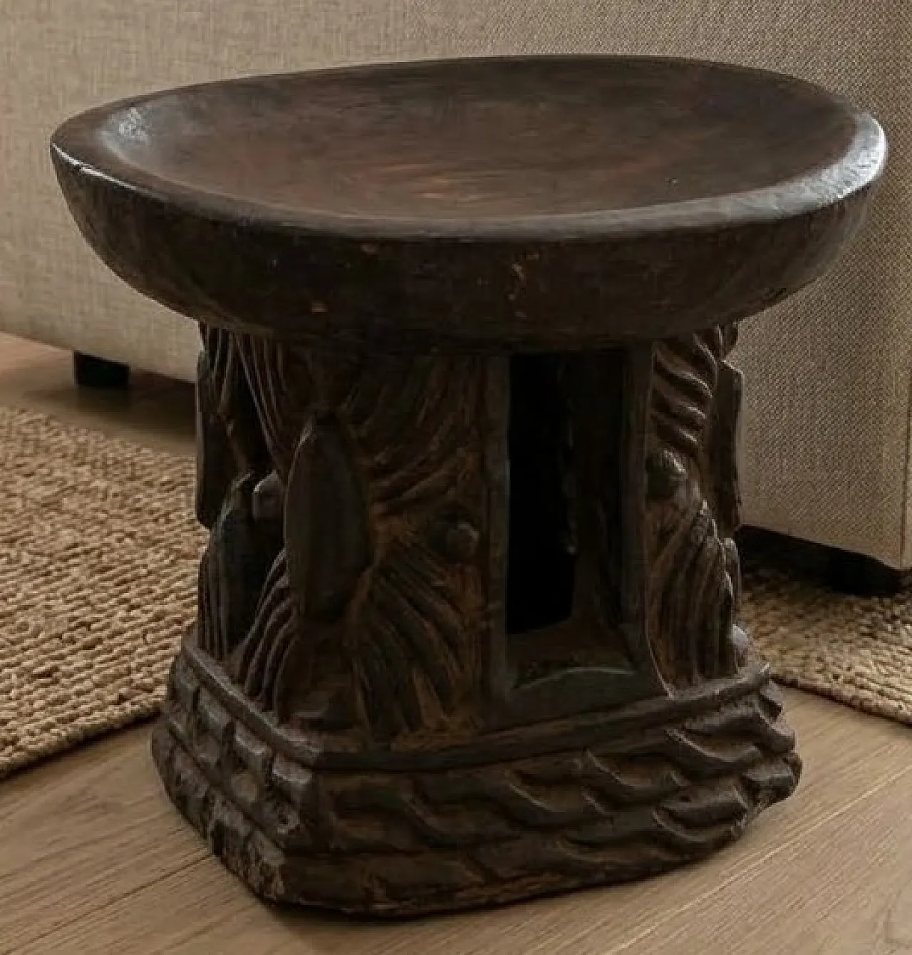 Carved wood coffee table, 1970s 5