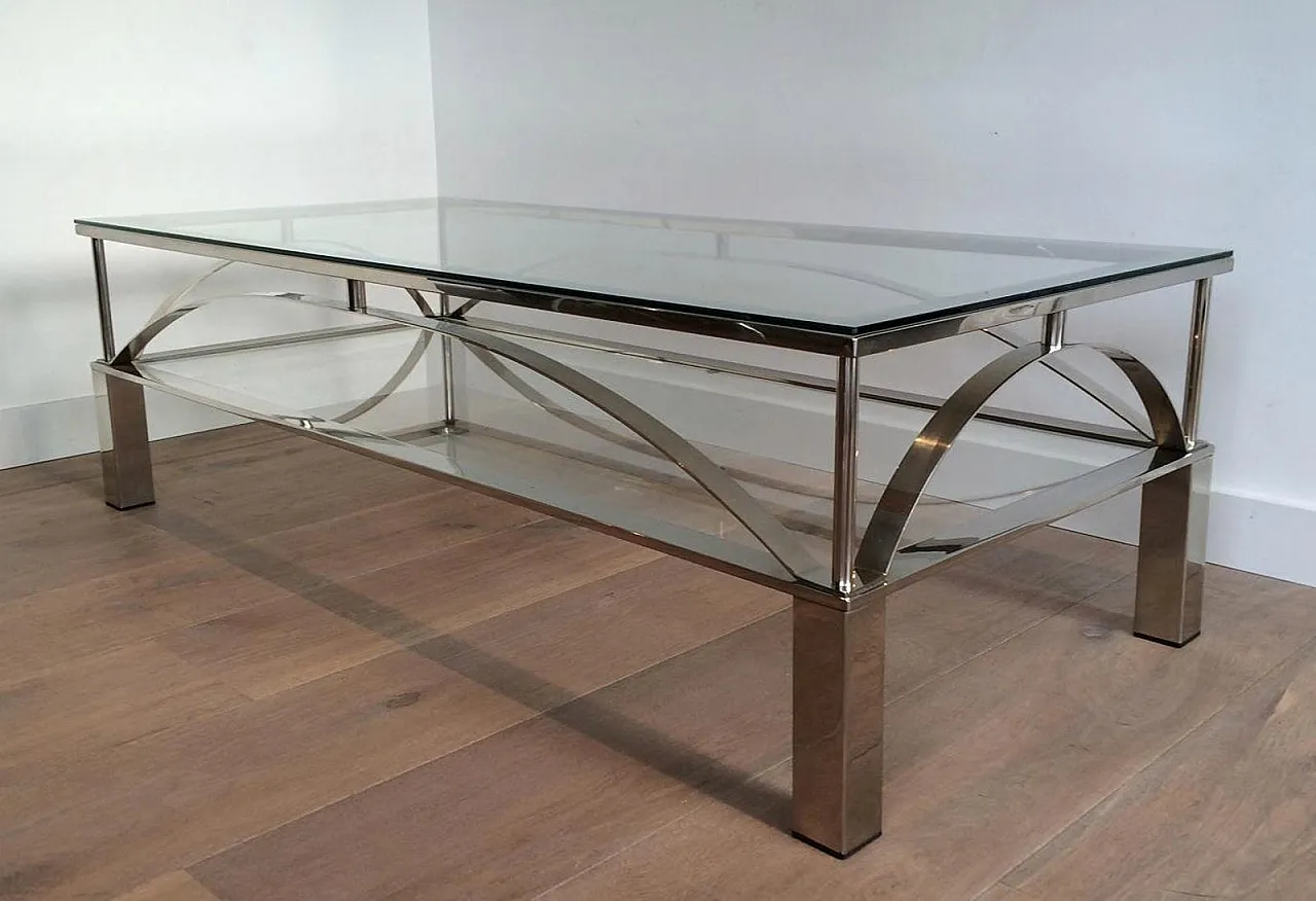 Tavolino da caffè cromato dal design insolito, anni '60 3