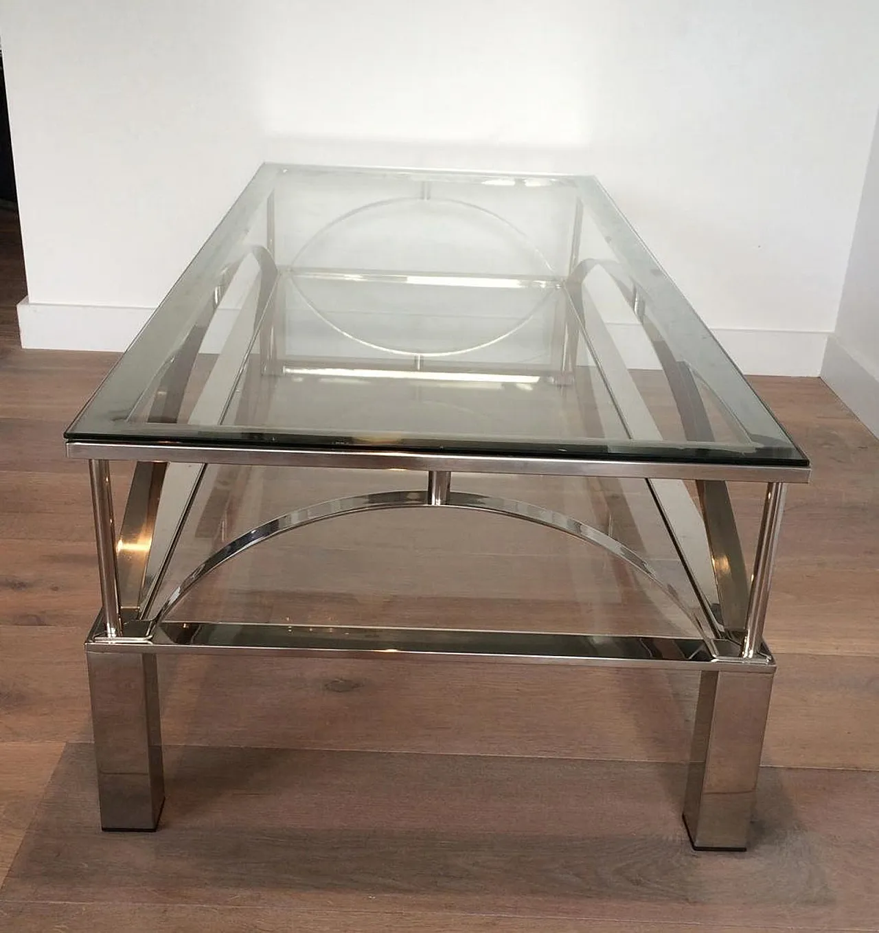 Tavolino da caffè cromato dal design insolito, anni '60 4