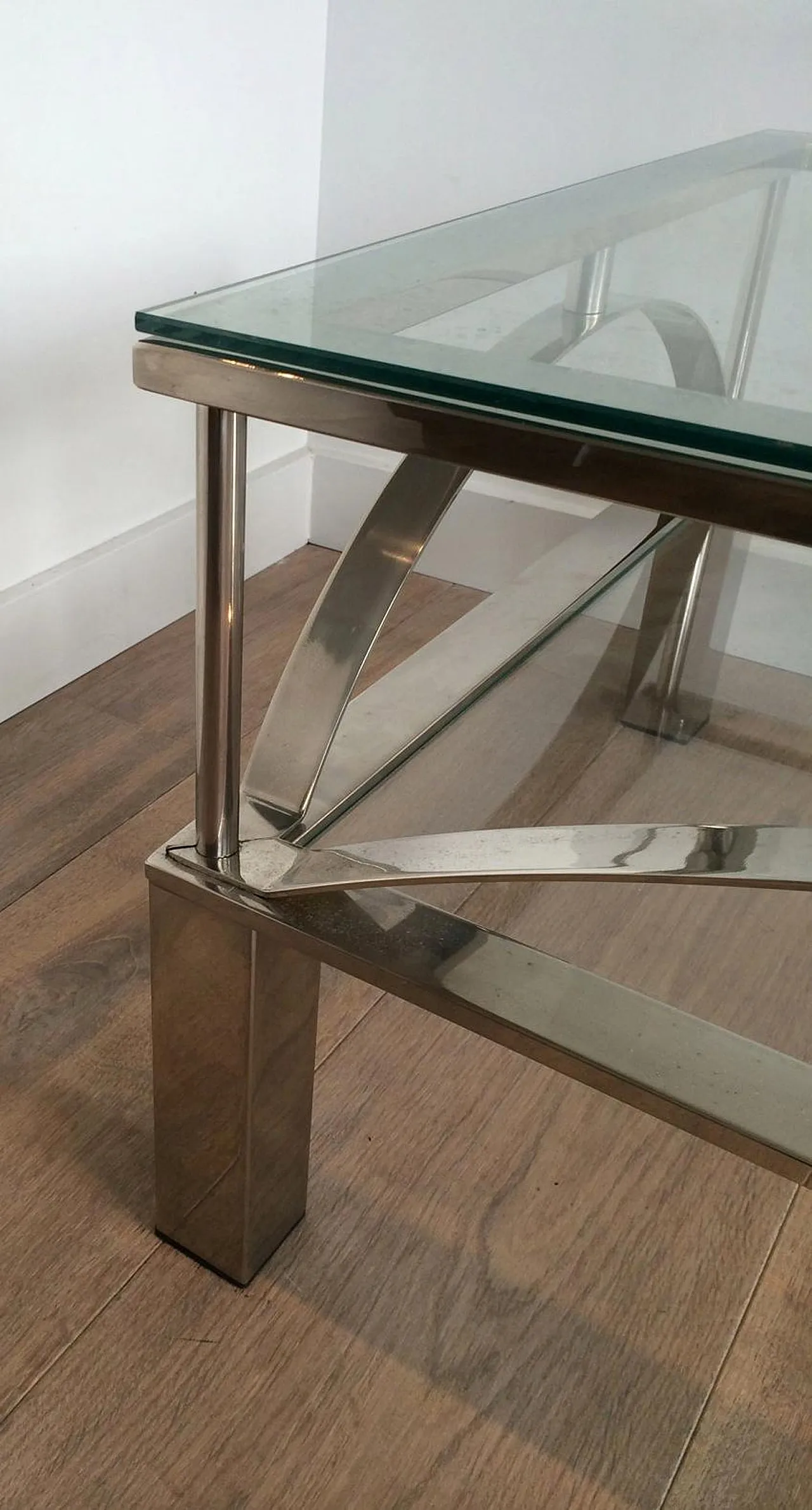 Tavolino da caffè cromato dal design insolito, anni '60 8