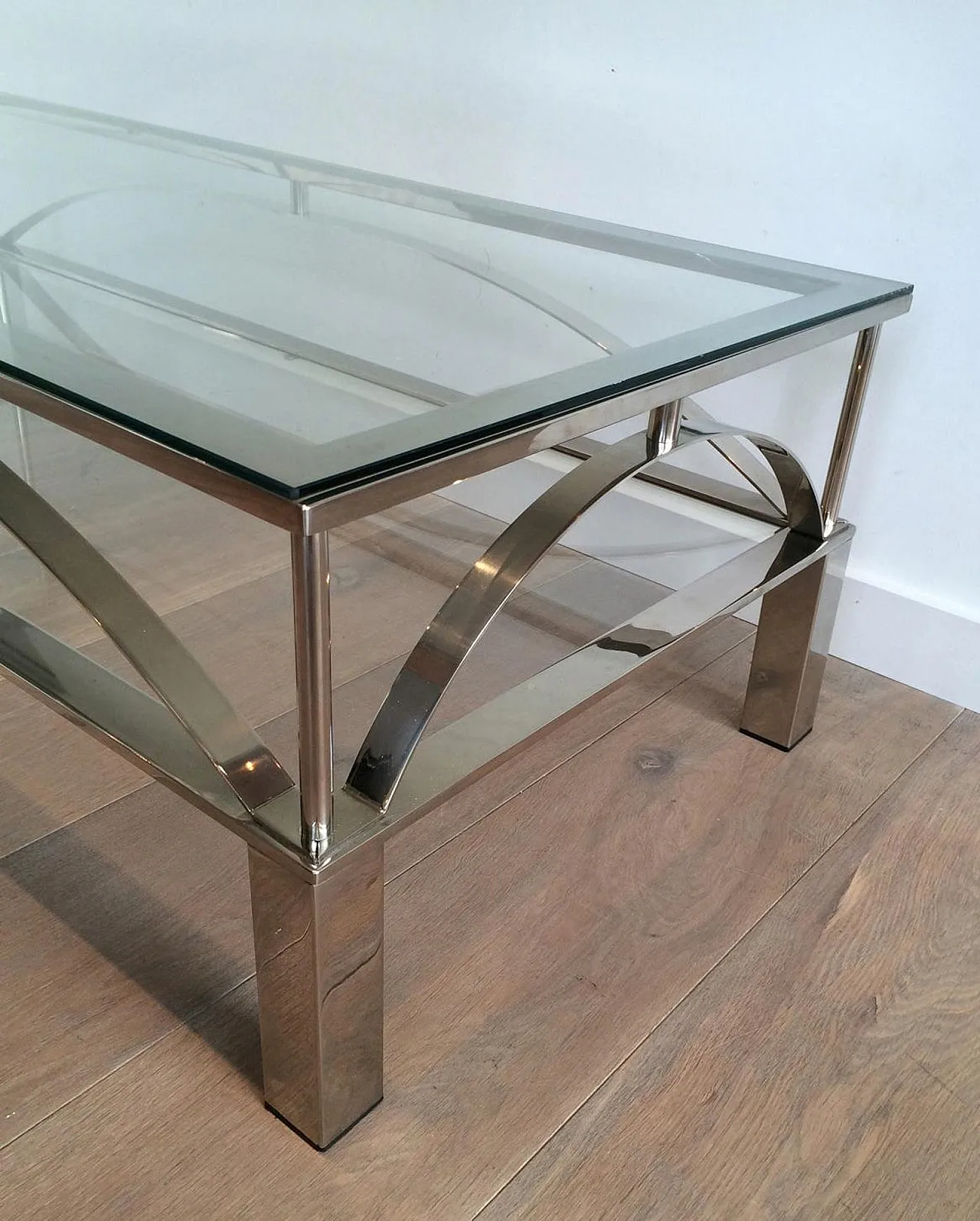 Tavolino da caffè cromato dal design insolito, anni '60 10
