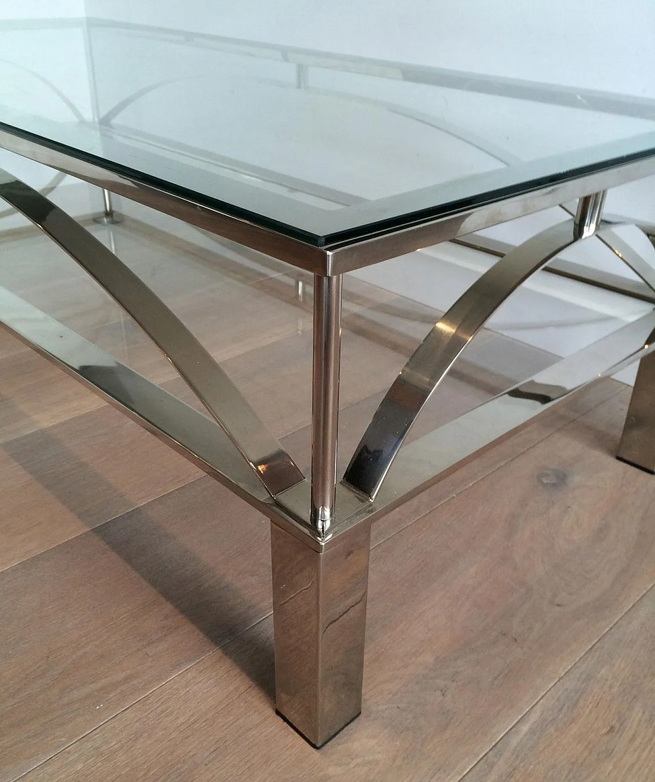 Tavolino da caffè cromato dal design insolito, anni '60 11