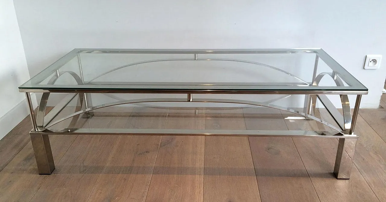 Tavolino da caffè cromato dal design insolito, anni '60 14