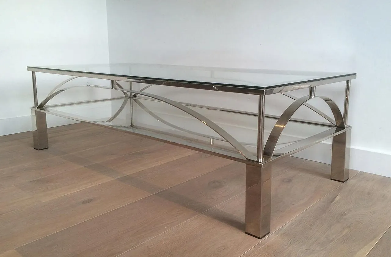 Tavolino da caffè cromato dal design insolito, anni '60 16