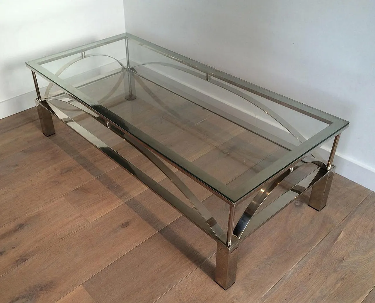 Tavolino da caffè cromato dal design insolito, anni '60 18