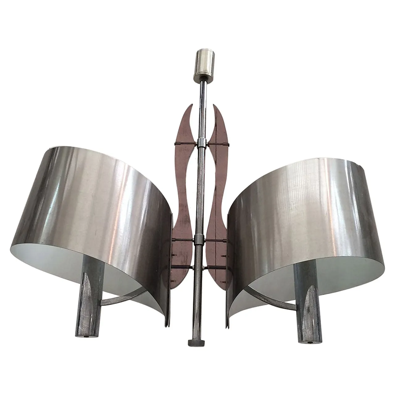 Brushed steel and Lucite chandelier by Maison Charles, 60s 1