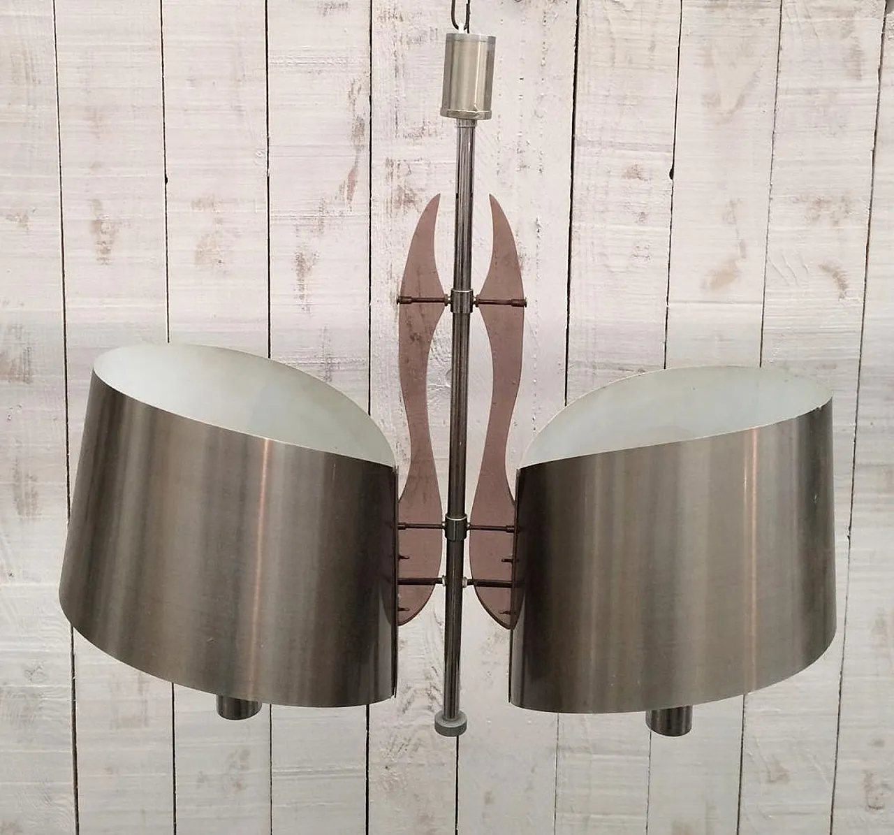 Brushed steel and Lucite chandelier by Maison Charles, 60s 5