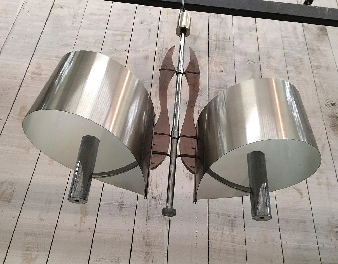 Brushed steel and Lucite chandelier by Maison Charles, 60s 7
