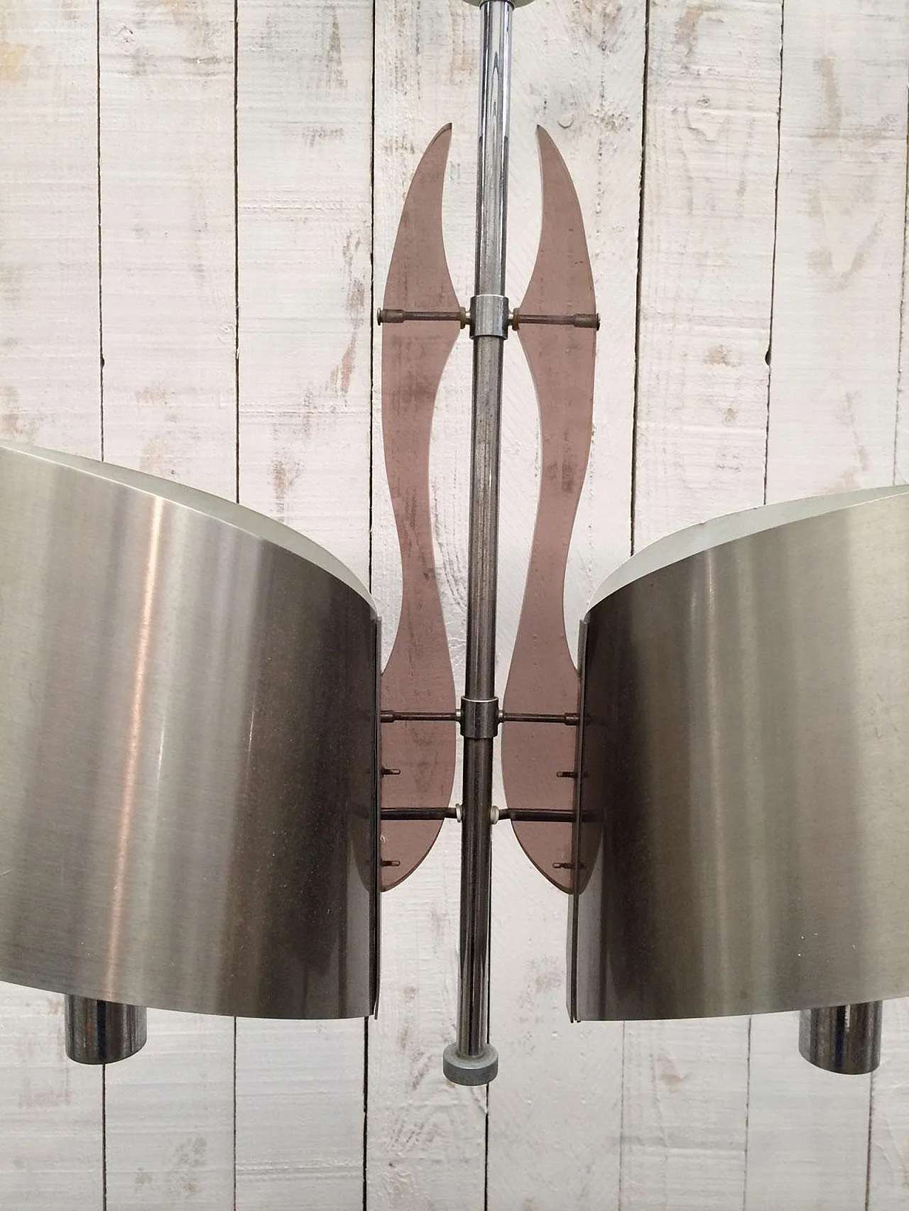 Brushed steel and Lucite chandelier by Maison Charles, 60s 9