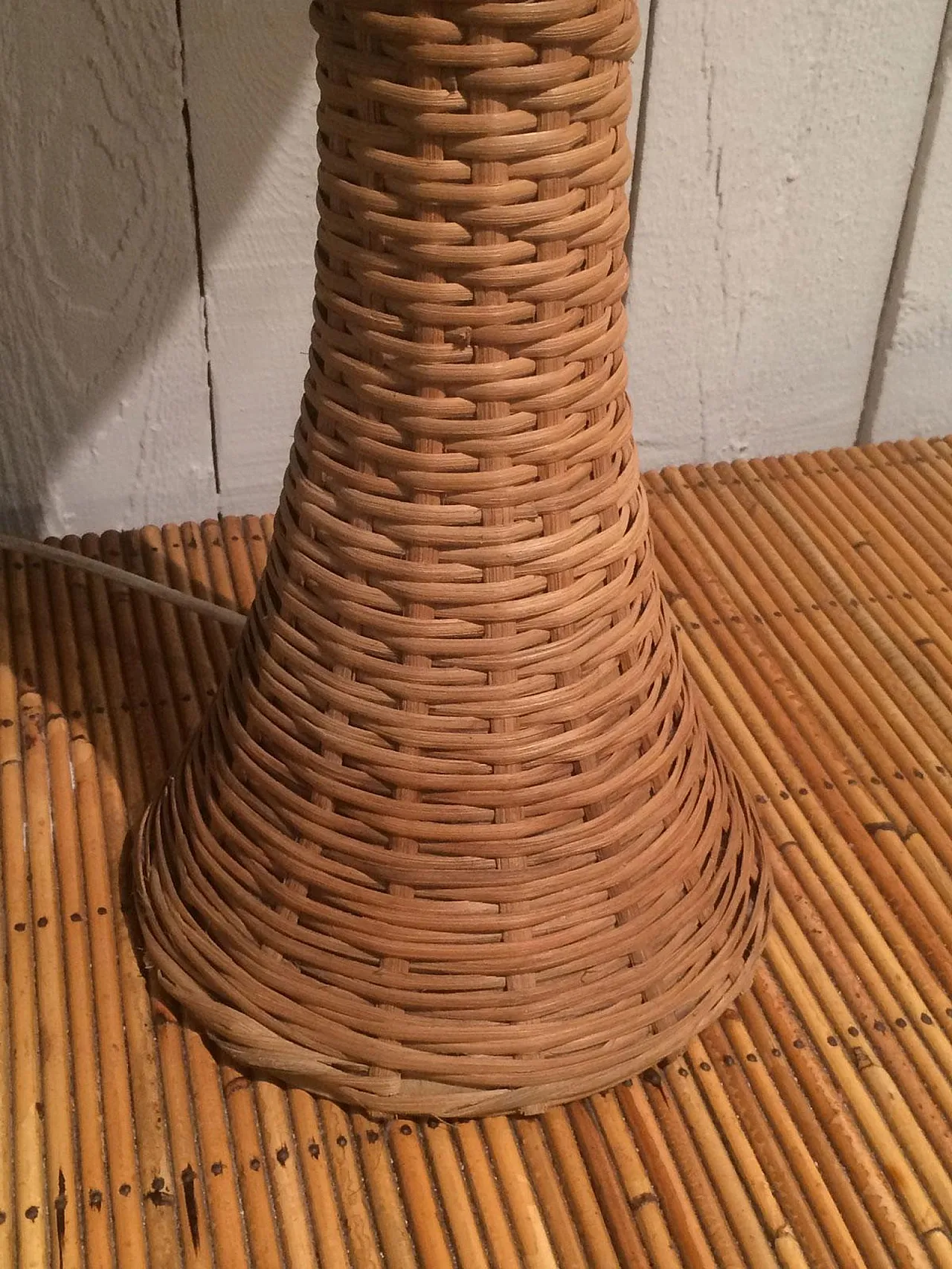 Tall rattan table lamp, France, 70s 7