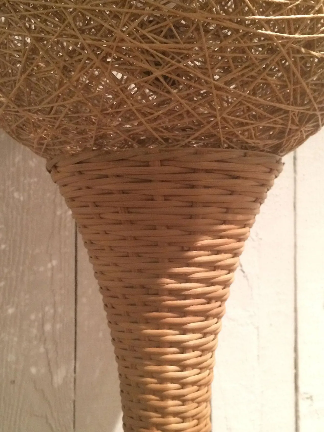 Tall rattan table lamp, France, 70s 8