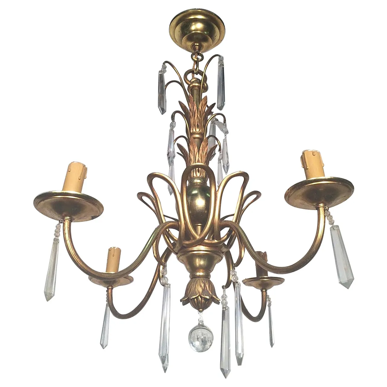 Bronze and crystal chandelier, Maison Baguès style, circa 1940 1