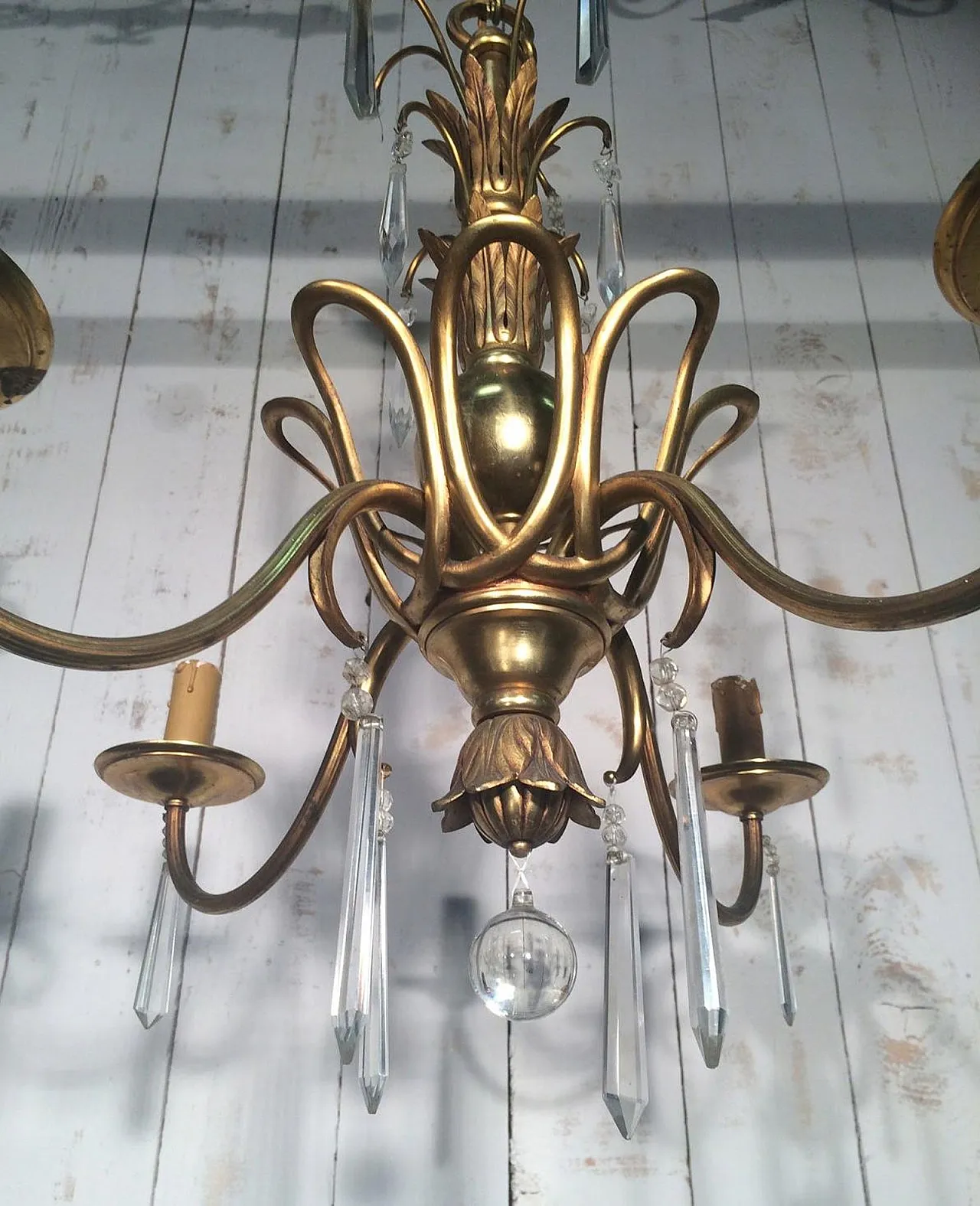Bronze and crystal chandelier, Maison Baguès style, circa 1940 2