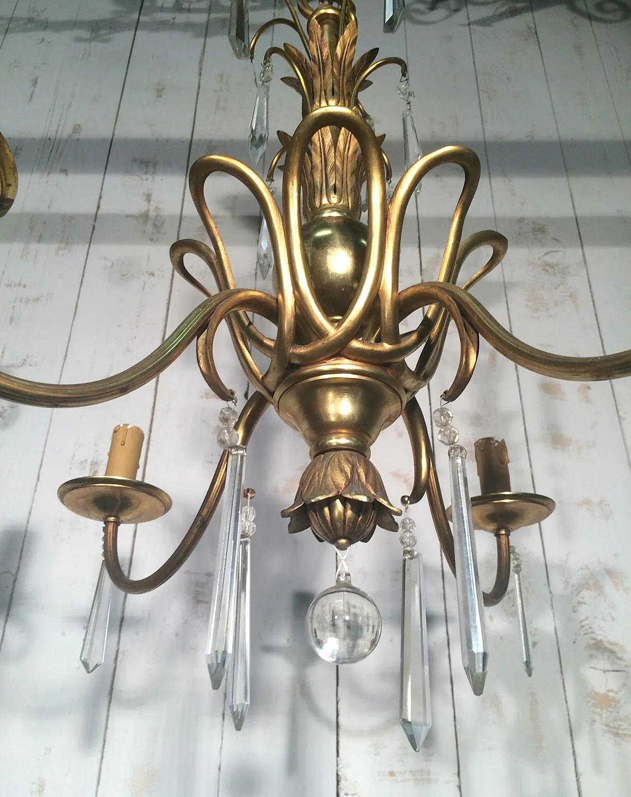 Bronze and crystal chandelier, Maison Baguès style, circa 1940 3