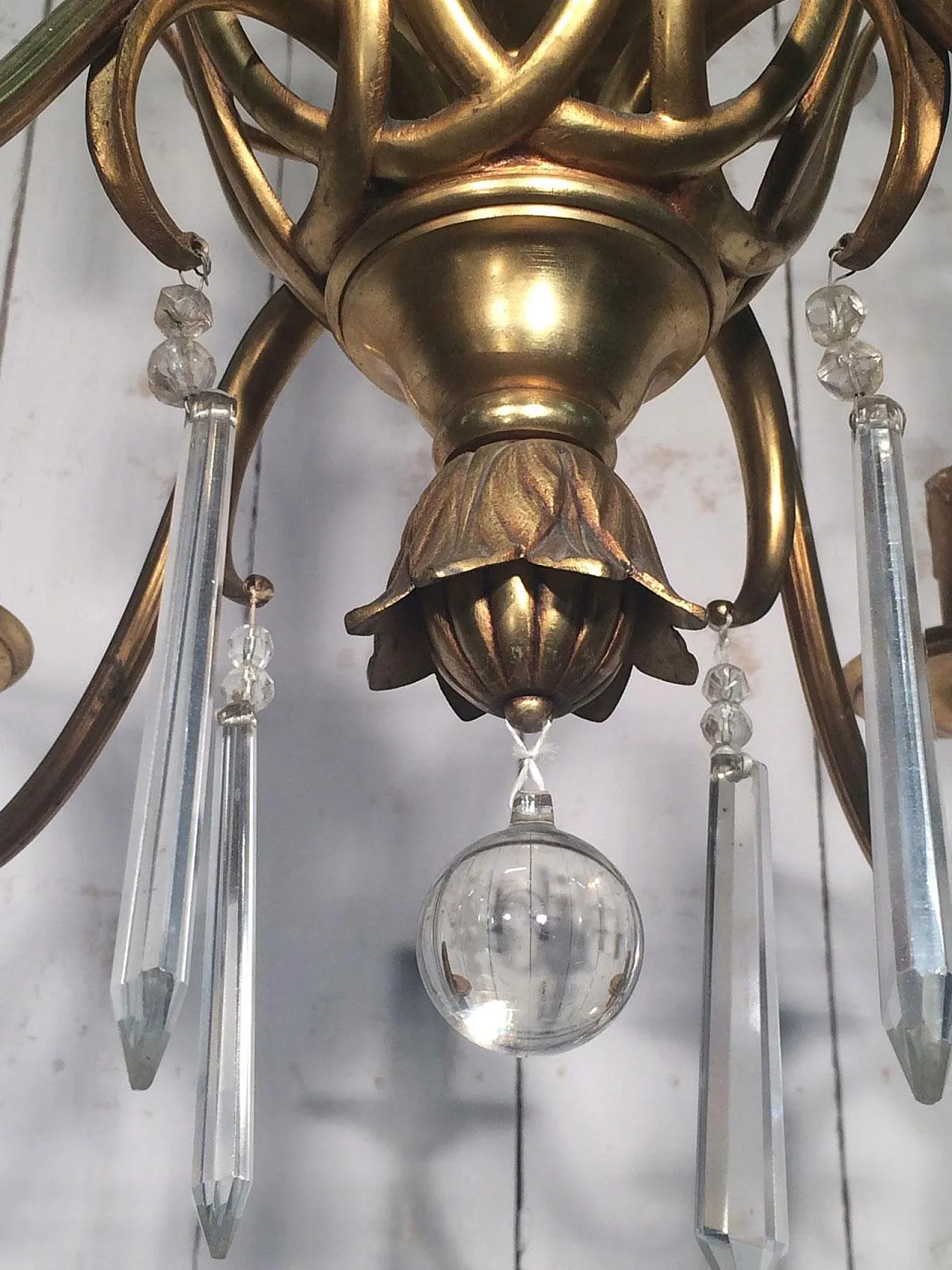 Bronze and crystal chandelier, Maison Baguès style, circa 1940 4