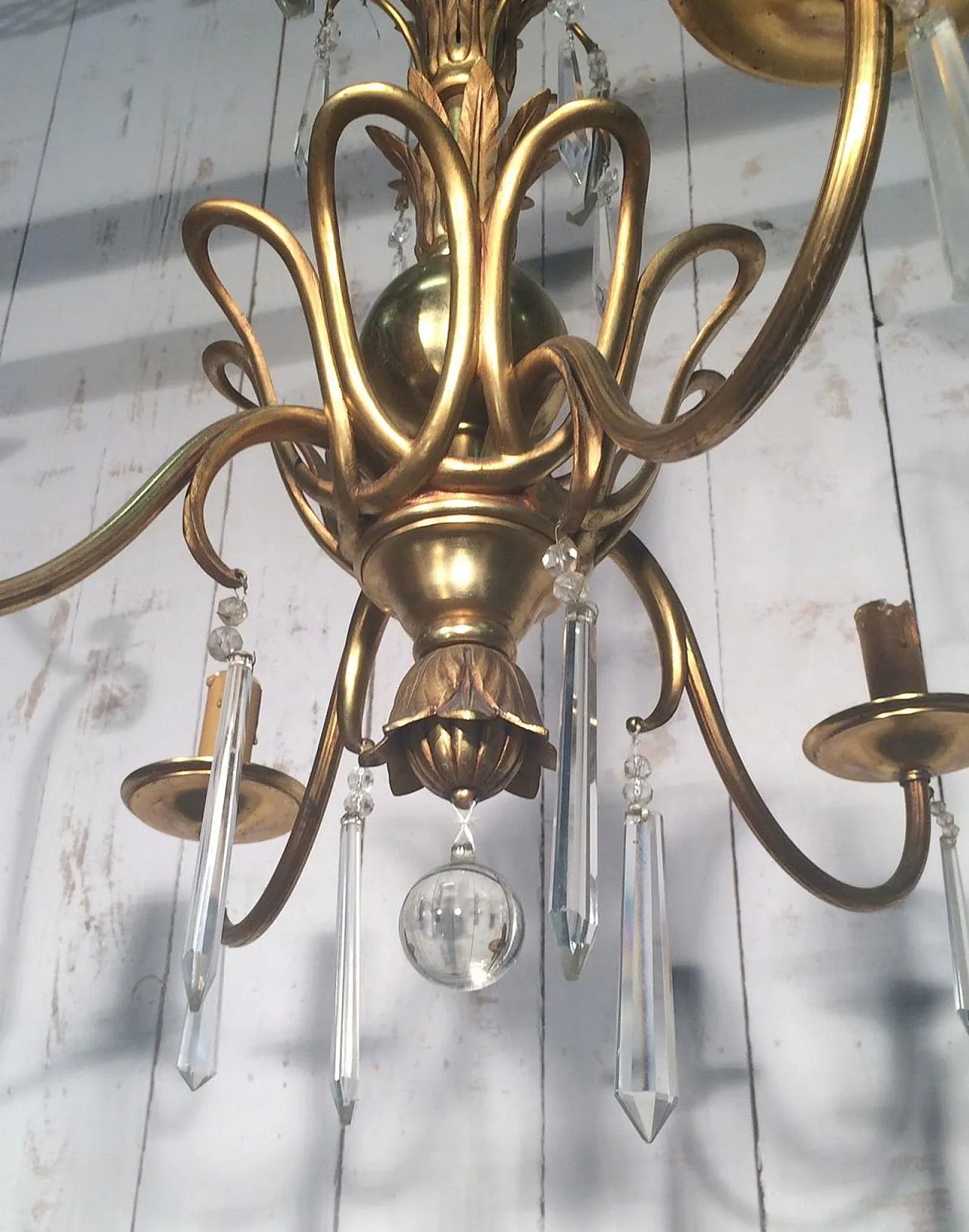 Bronze and crystal chandelier, Maison Baguès style, circa 1940 5