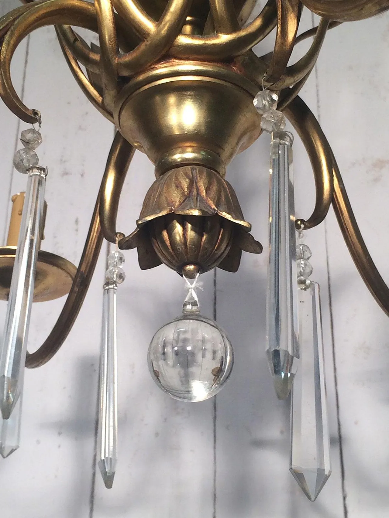 Bronze and crystal chandelier, Maison Baguès style, circa 1940 6