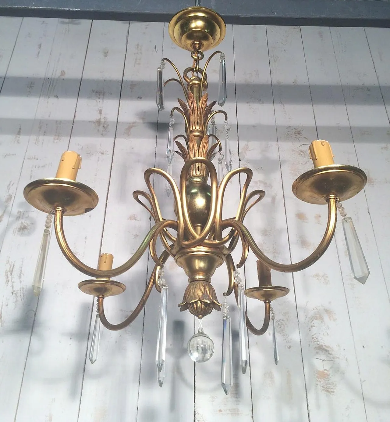 Bronze and crystal chandelier, Maison Baguès style, circa 1940 12