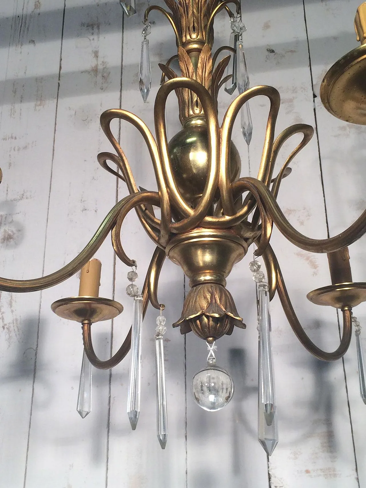 Bronze and crystal chandelier, Maison Baguès style, circa 1940 14