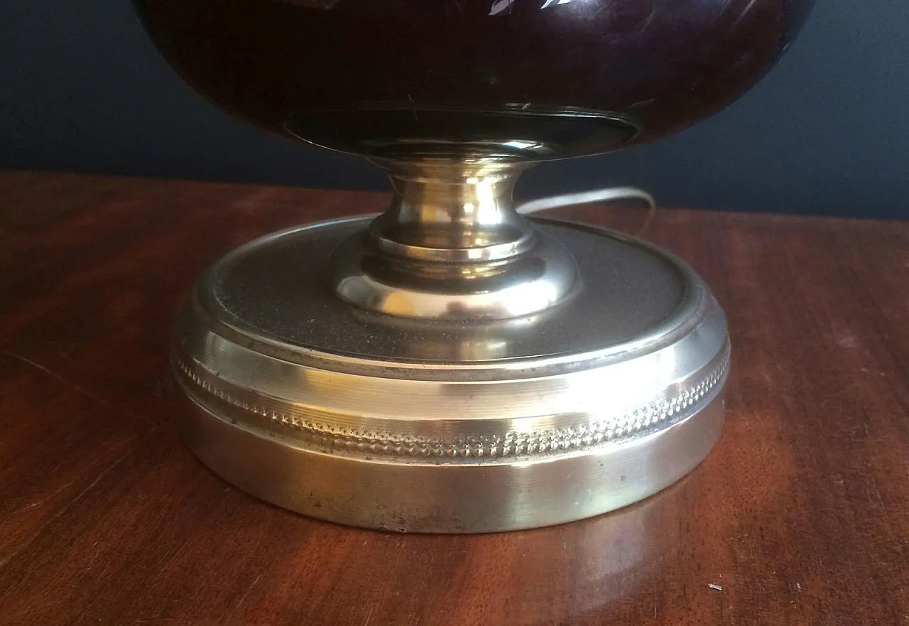 Red glass and brass table lamp, French work, circa 1960 13