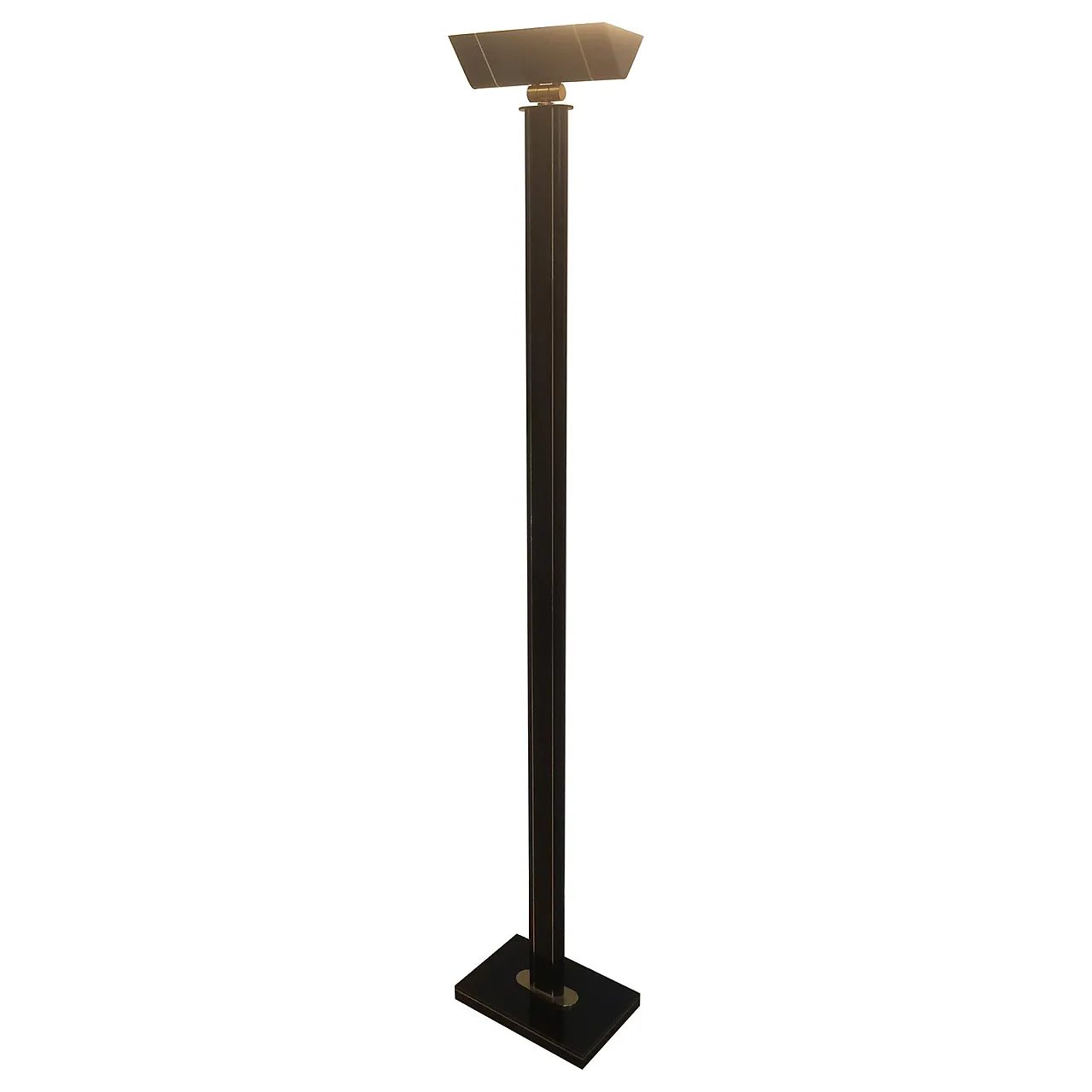 Lampada da terra ottone laccato nero, Francia, anni '70 1