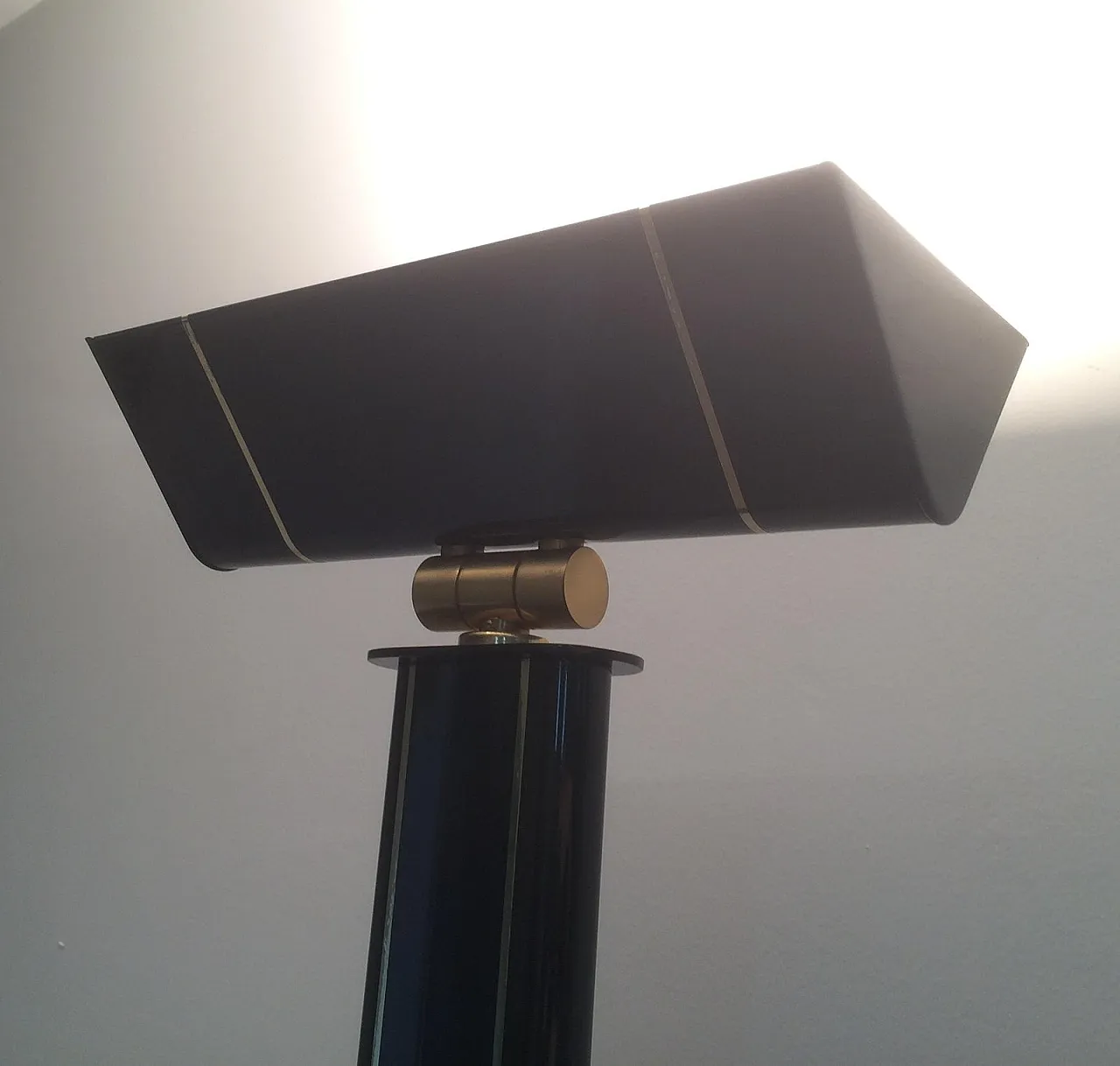 Lampada da terra ottone laccato nero, Francia, anni '70 10