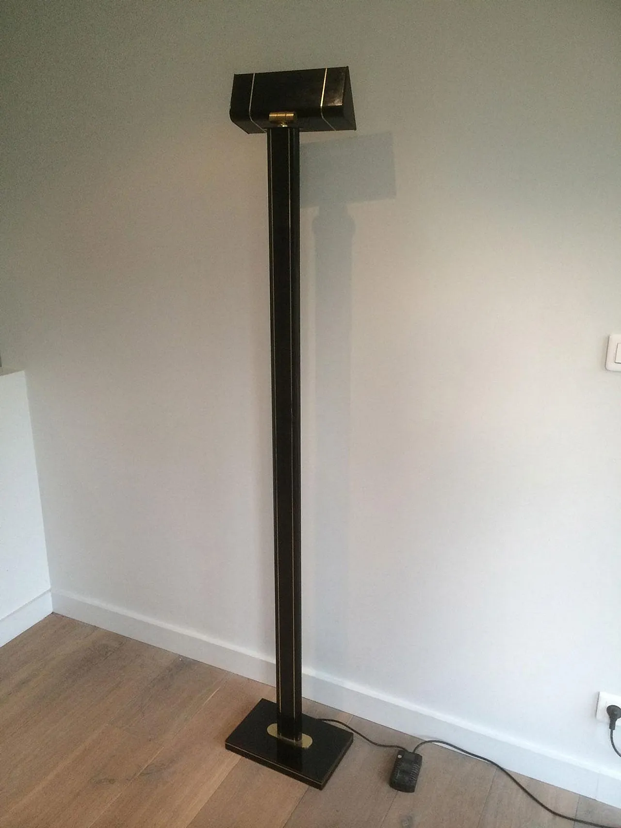 Lampada da terra ottone laccato nero, Francia, anni '70 11