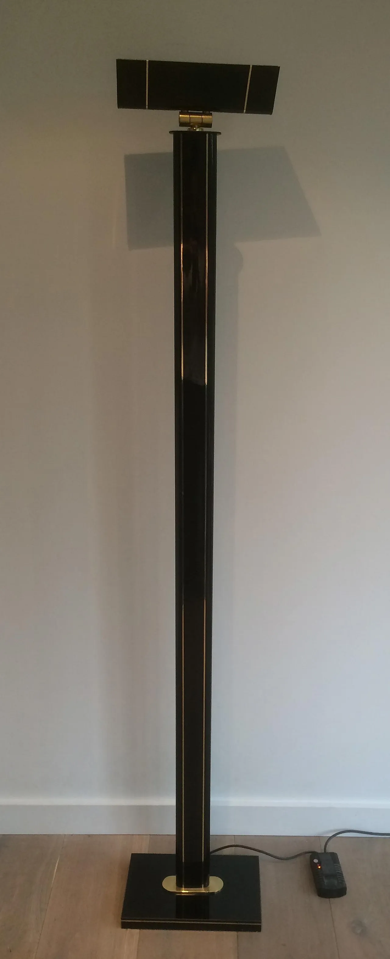 Lampada da terra ottone laccato nero, Francia, anni '70 12