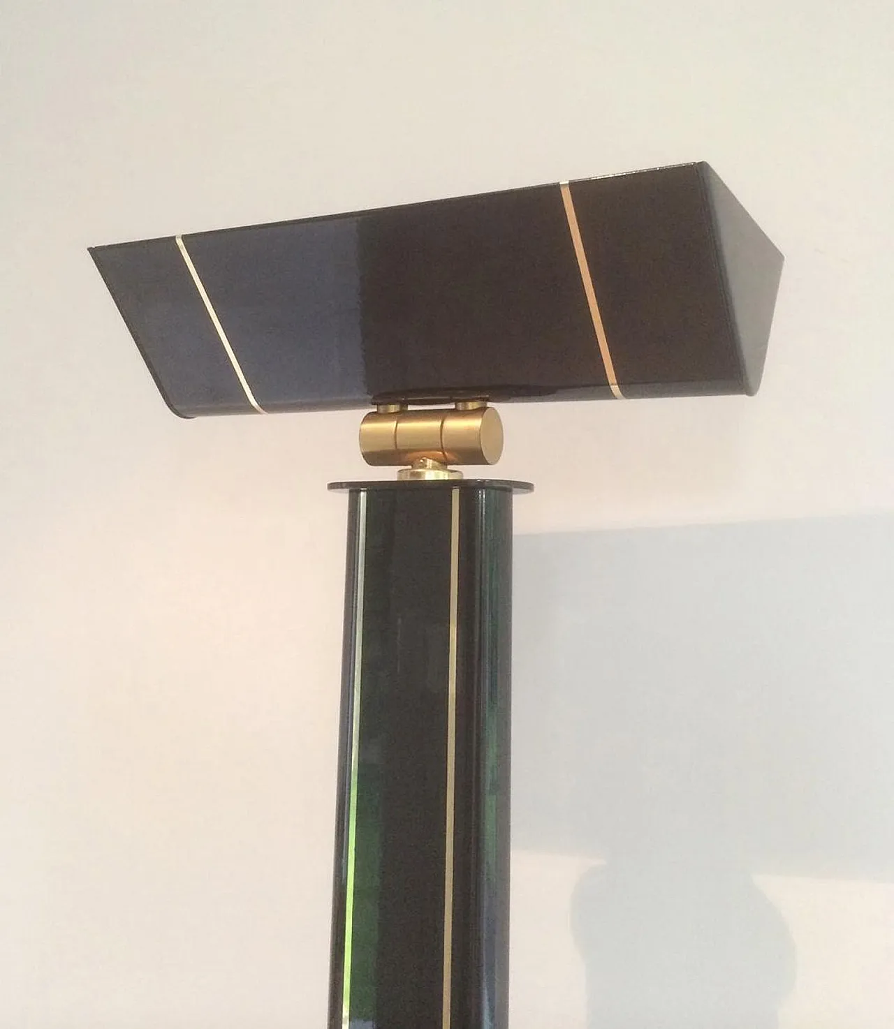 Lampada da terra ottone laccato nero, Francia, anni '70 13