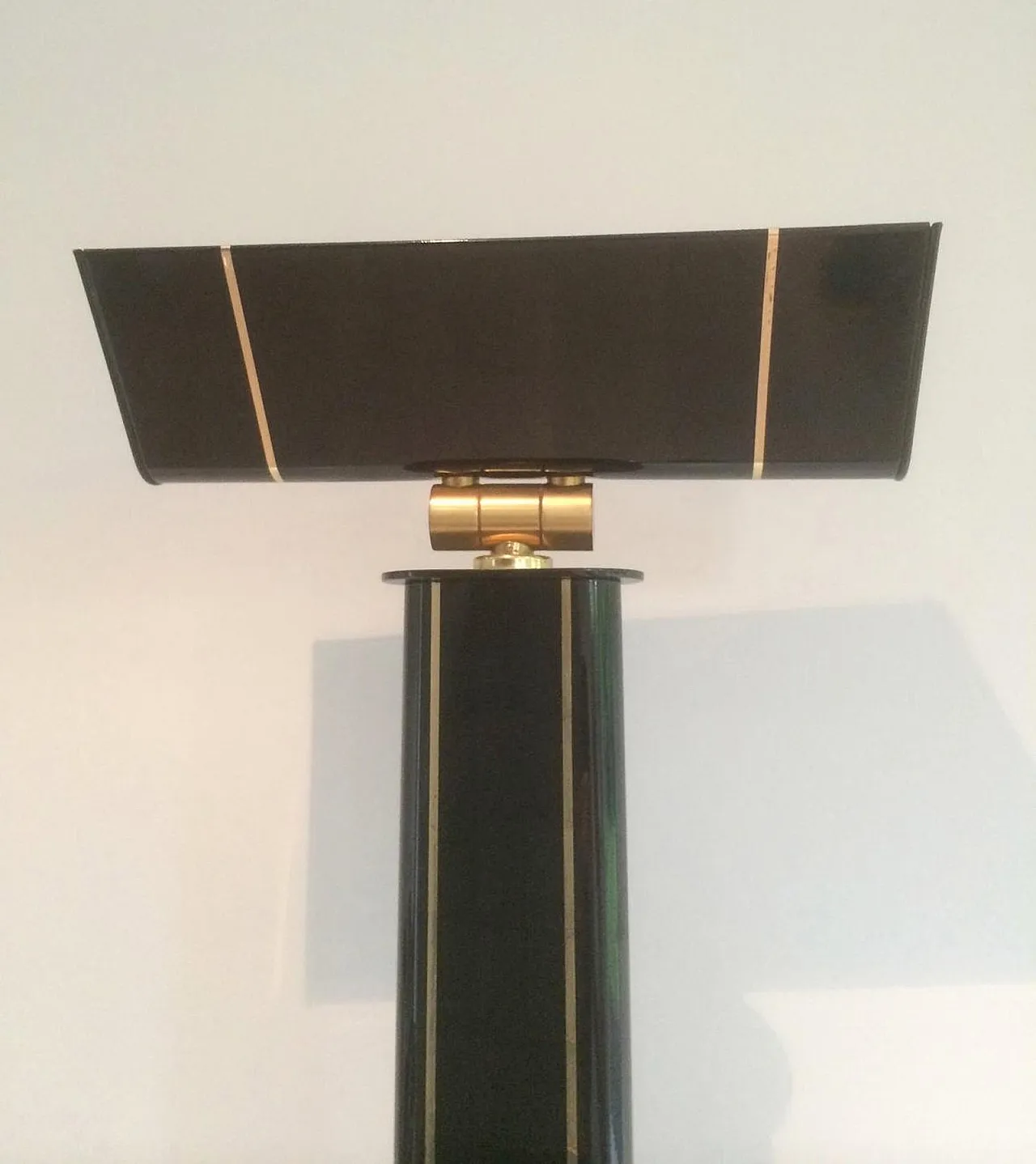 Lampada da terra ottone laccato nero, Francia, anni '70 14