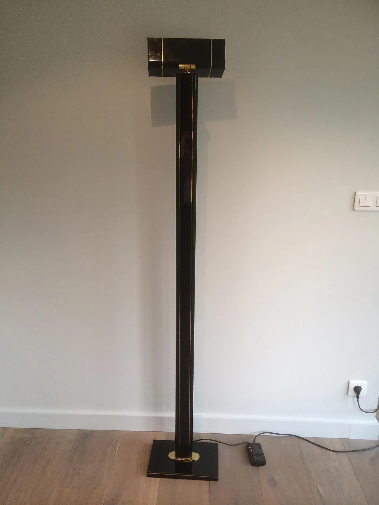 Lampada da terra ottone laccato nero, Francia, anni '70 15
